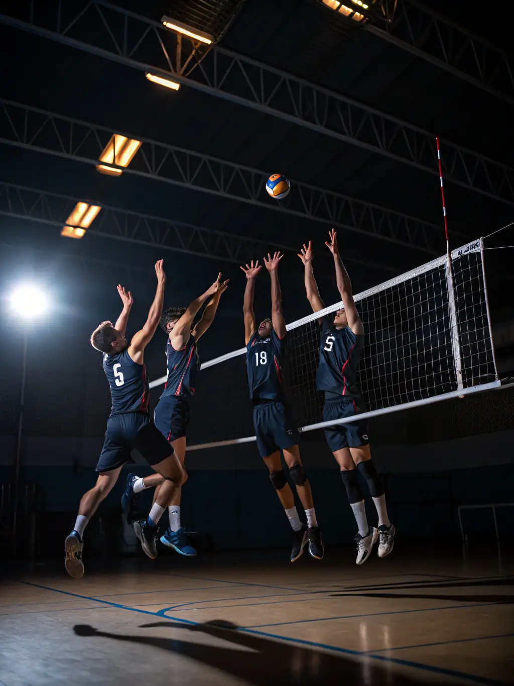An image of students engaged in a volleyball match, highlighting the coordination, communication, and strategic play involved in the sport.